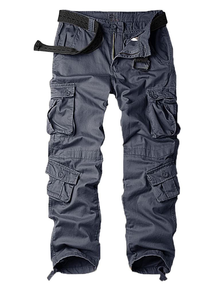 AKARMY Men's Camo Cargo Work Pants Cotton Military Army Casual Tactical Wild Combat Pants with 8 Pockets Gray 34x32 - Image 1